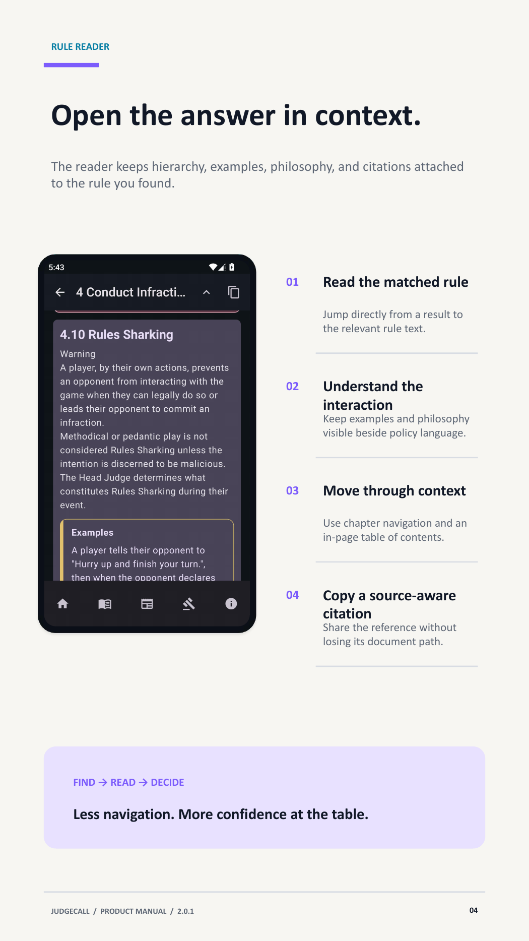 JudgeCall Product Manual page 4 - Rule Reader