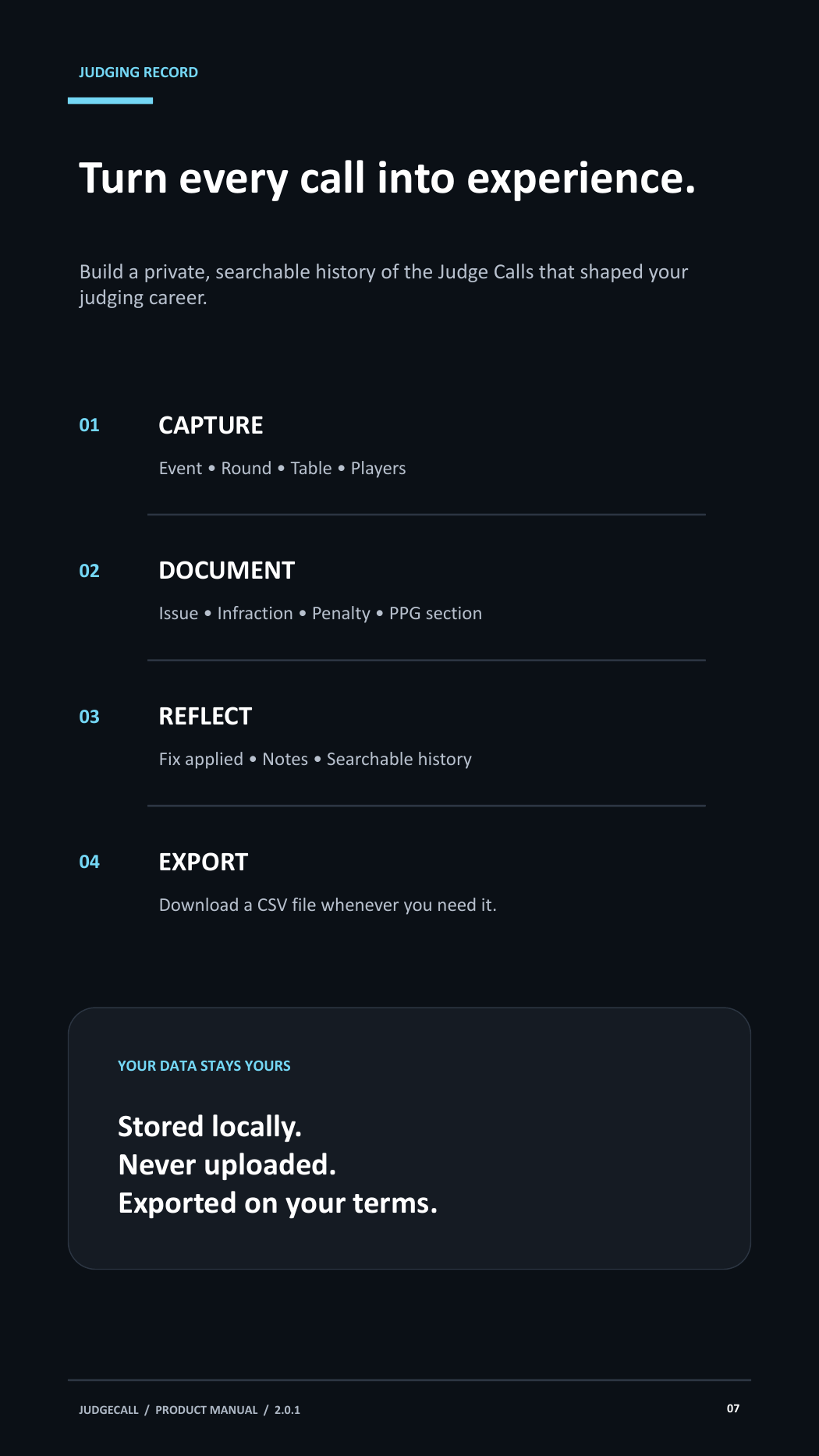 JudgeCall Product Manual page 7 - Judging Record